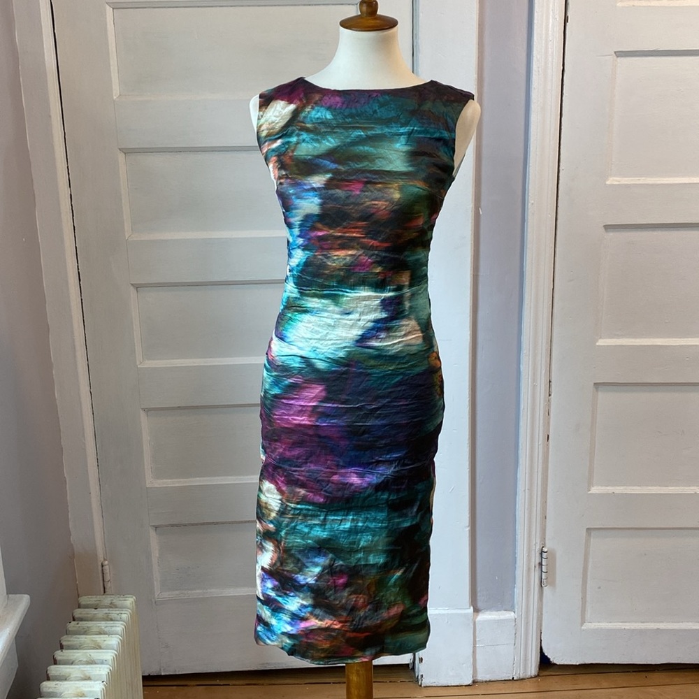 Nicole Miller Motion Blur Metallic Midi Dress, Size 2 - Picture 3 of 17
